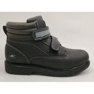 Deer Stags Boy's Marker Black/Gray Hook & Loop Work Boots Size 4.5M EXC COND